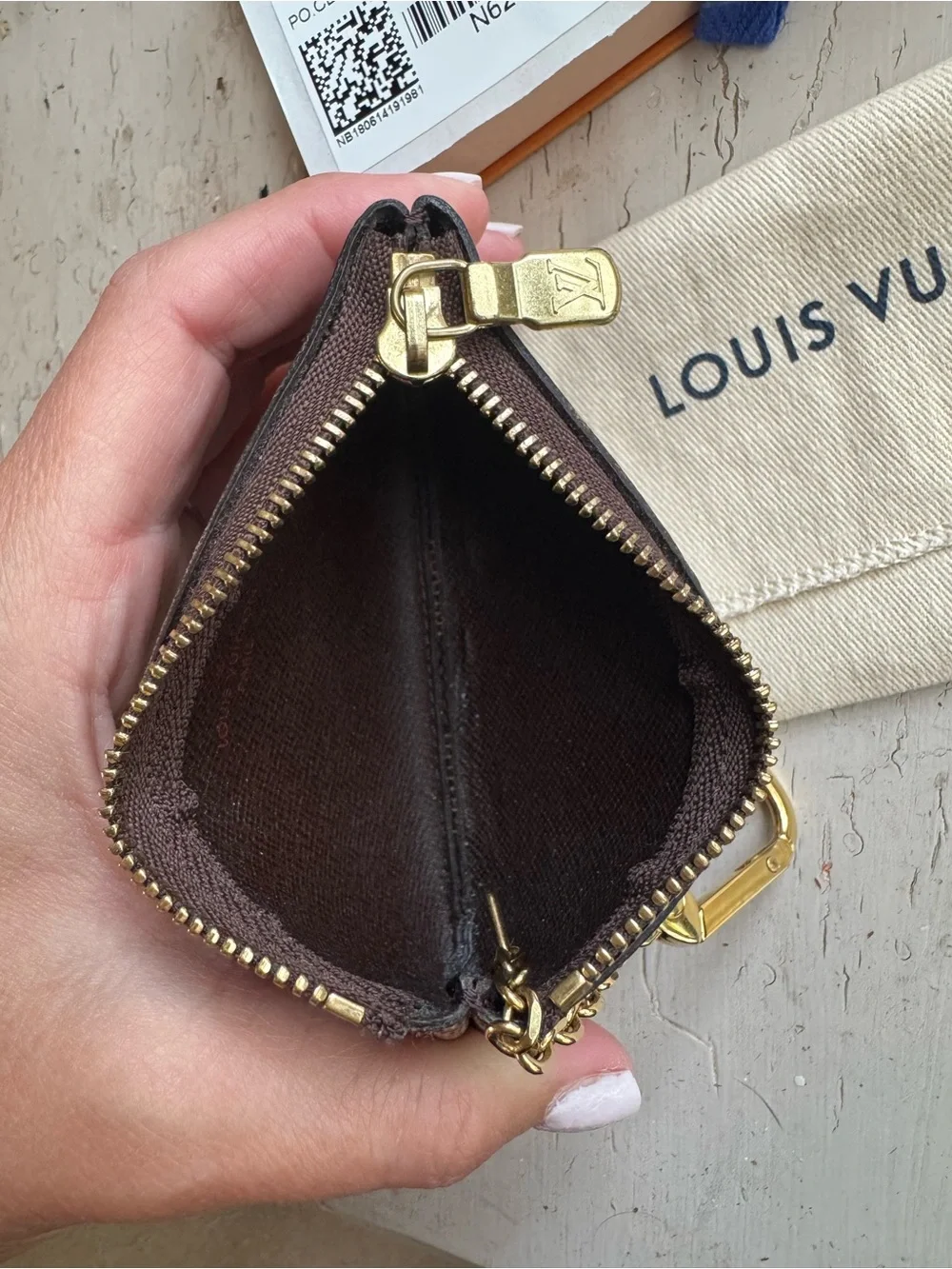 Louis Vuitton Damier Ebene Cles Key Pouch Small Zip Card & Coin Pouch
